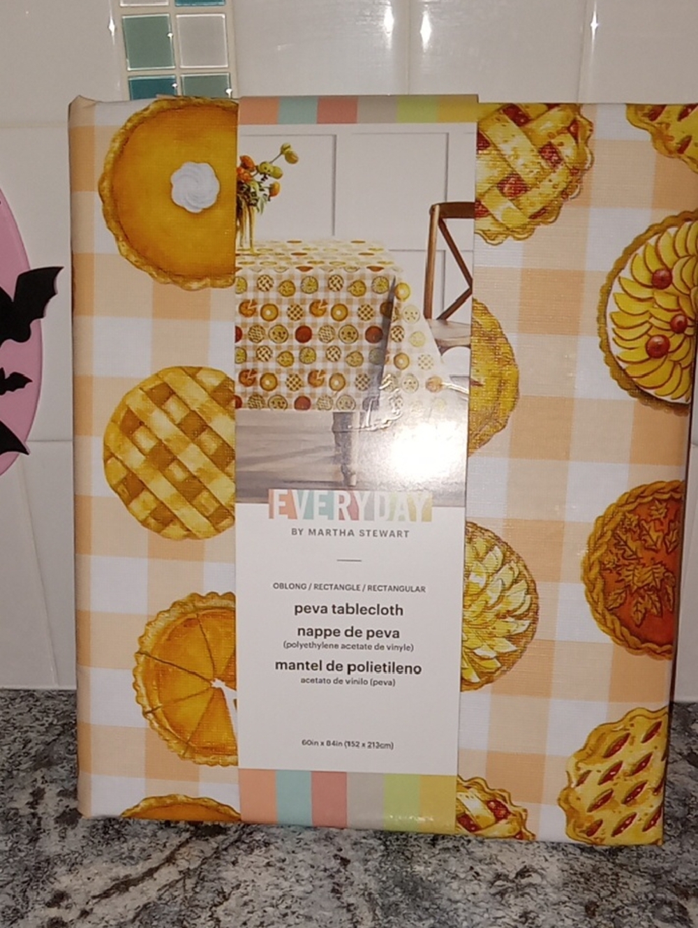Martha Stewart Fall Pie-Print PEVA Tablecloth NIP
